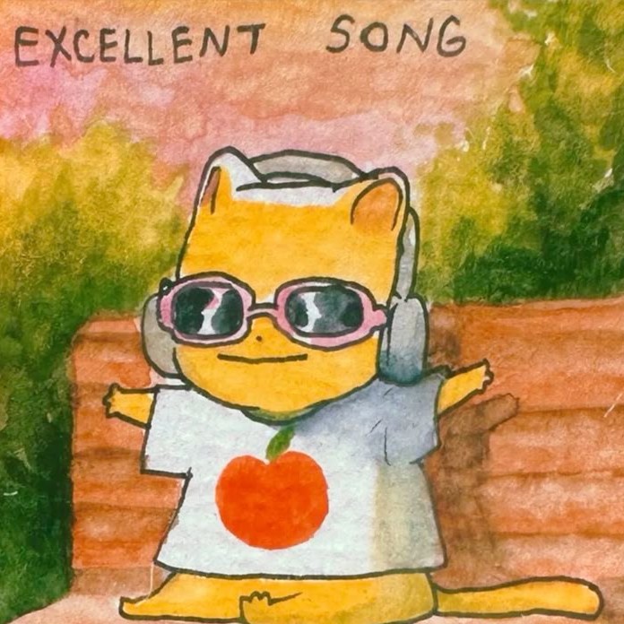 cute little baby cat listning to a good song